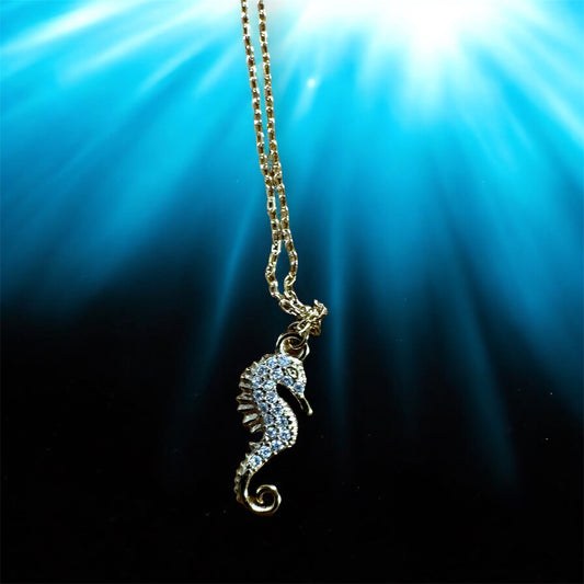 Collana Cavalluccio Marino con strass - Acciaio 316L