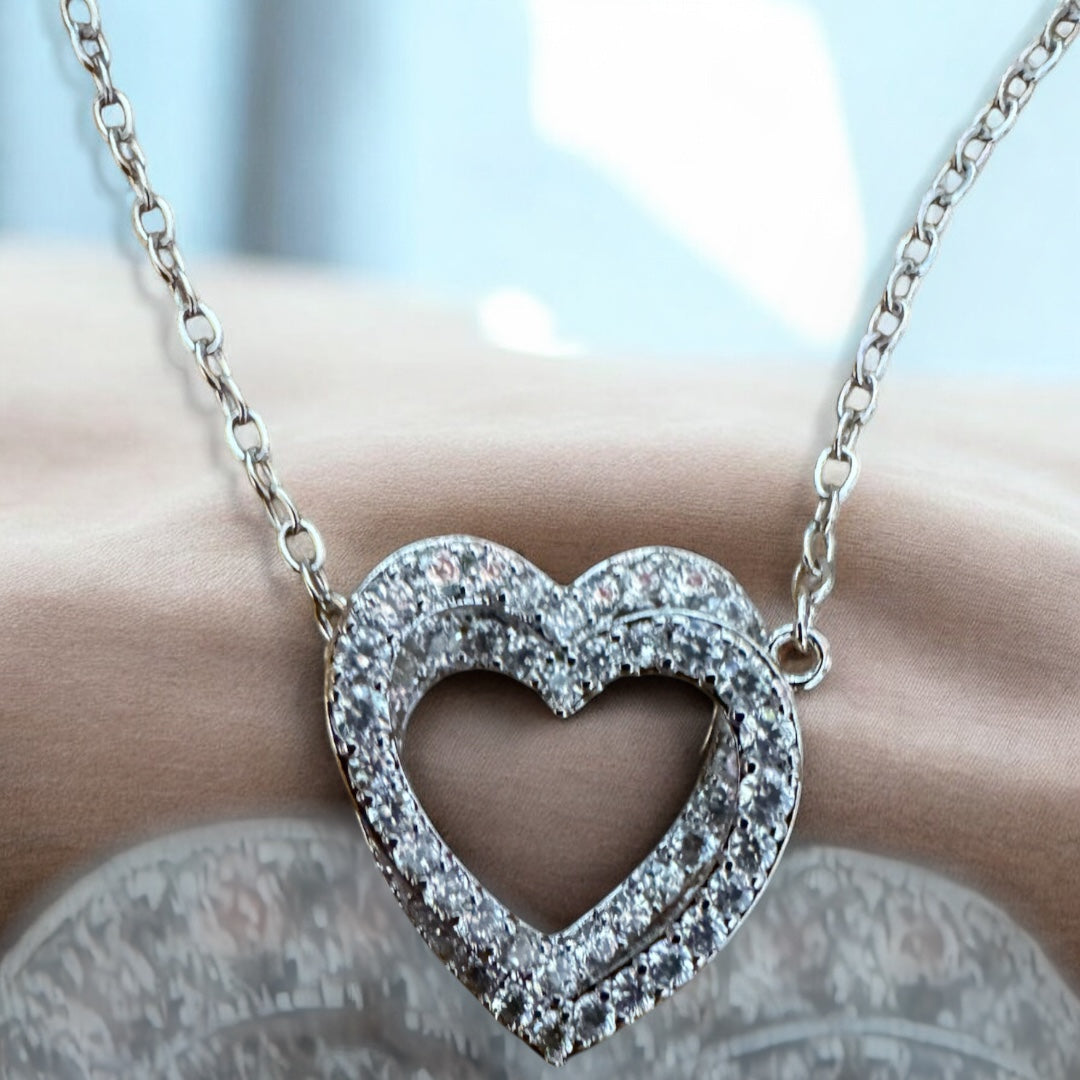 Collana Cuore doppio strass Acciaio 316L