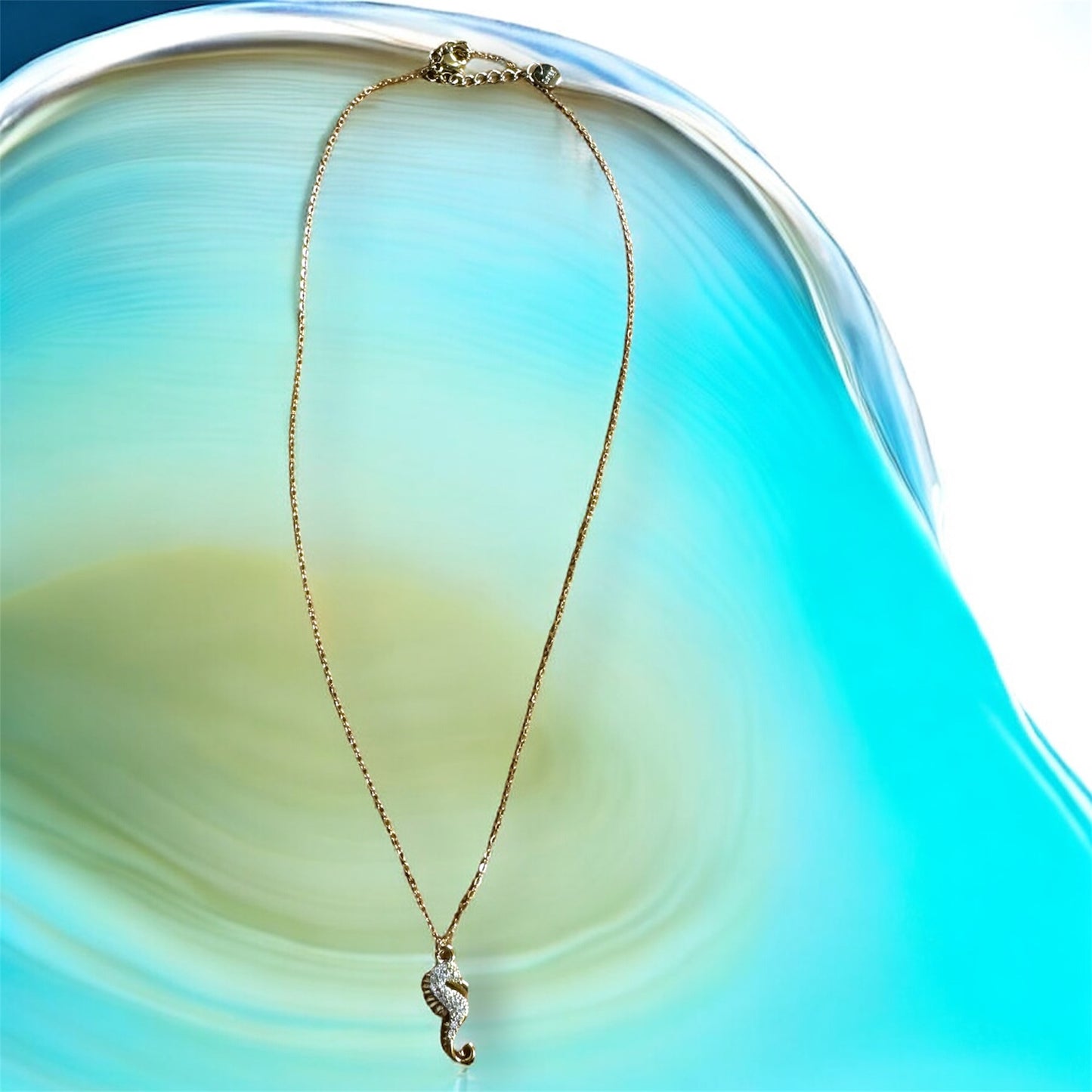 Collana Cavalluccio Marino con strass - Acciaio 316L
