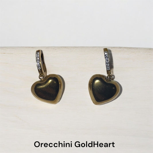Orecchini Acciaio 316L GoldHeart